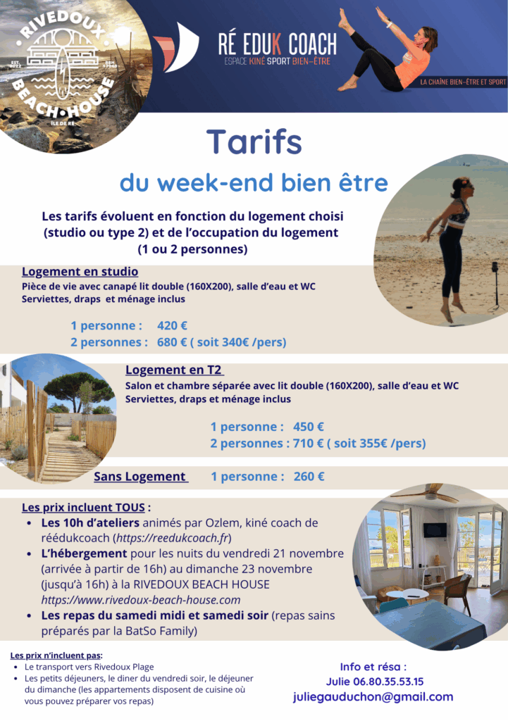 Tarifs week-end bien-être